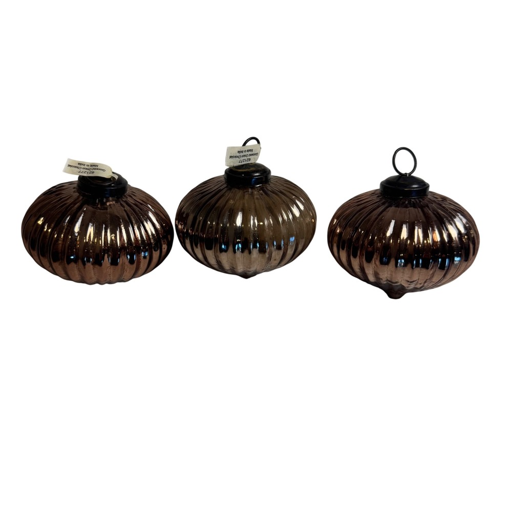 Crate & Barrel Mercury Glass Christmas Ornaments Set Of 3